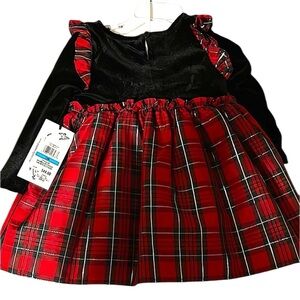 Pippa & Julie Red and Black Long Sleeve Crew Neck Dress